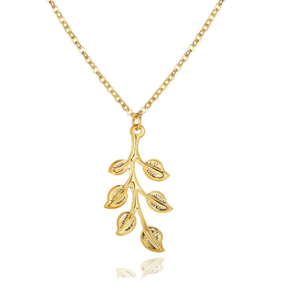 Leaf Pendant Long Necklace For Women Alloy Pendant With Electroplating Water Wave Chain Creative Retro Simple Design