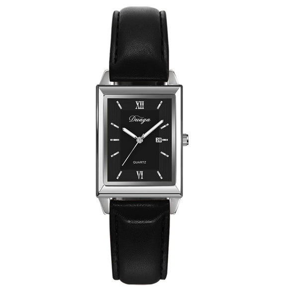 Leather Alloy Pu Stainless Steel Casual Men's Square Quartz Watch