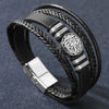Leather And Alloy Men's Bracelets With Geometric Pattern And Electroplating Technique