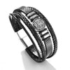 Leather And Alloy Men's Bracelets With Geometric Pattern And Electroplating Technique