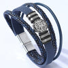 Leather And Alloy Men's Bracelets With Geometric Pattern And Electroplating Technique