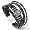 Leather And Alloy Men's Bracelets With Geometric Pattern And Electroplating Technique