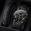 Leather And Alloy Men's Casual Quartz Belt Watch With Round Dial And Stainless Steel Pin Buckle