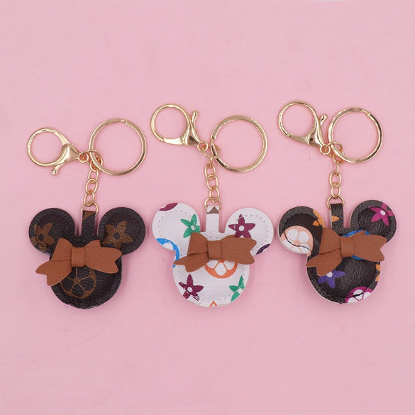 Leather And Plush Keychain Cute Design For Car Phone And Headset