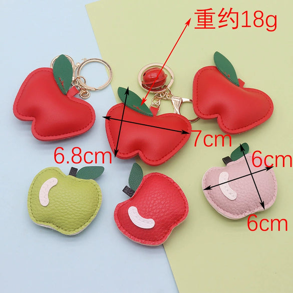 Leather Apple Shape Key Chain Pendant Accessories Modern Simplicity Style