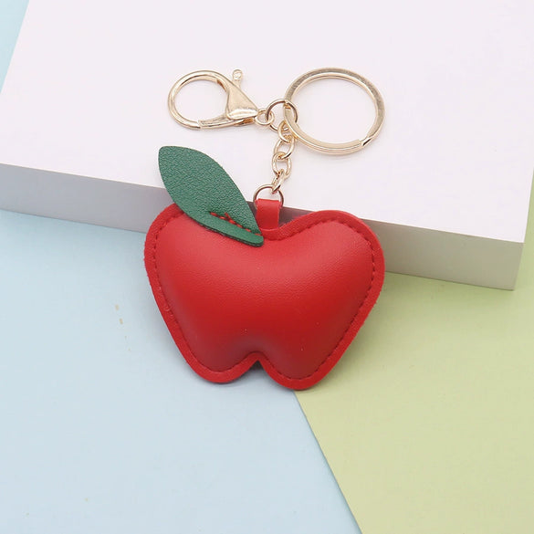 Leather Apple Shape Key Chain Pendant Accessories Modern Simplicity Style