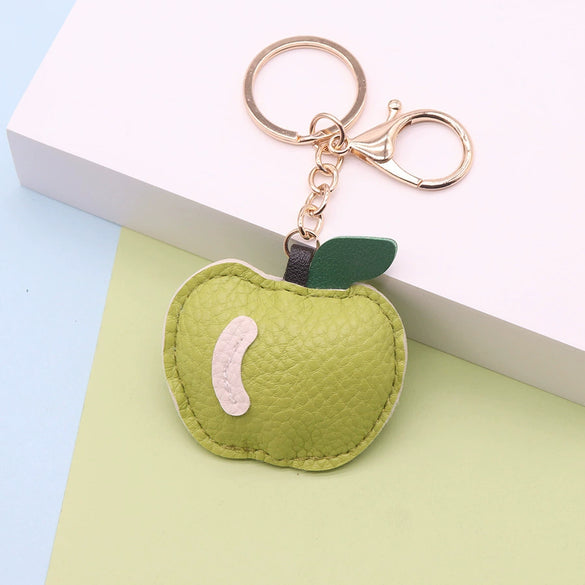Leather Apple Shape Key Chain Pendant Accessories Modern Simplicity Style