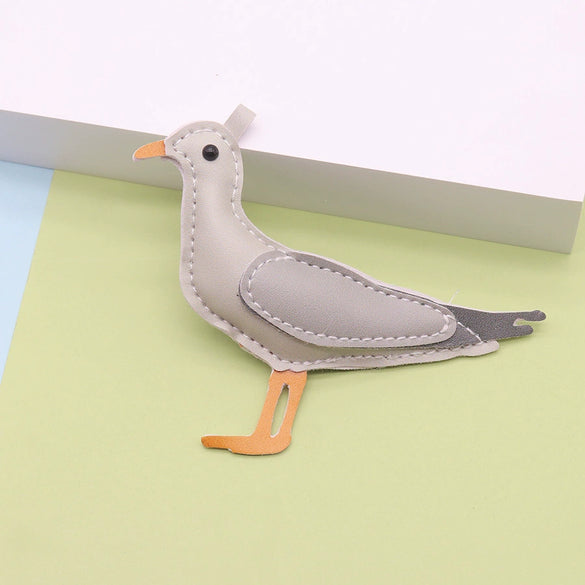 Leather Bag Pendant And Keychain With Pigeon Seagull Goldfish Design Modern Minimalist Style