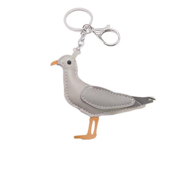 Leather Bag Pendant And Keychain With Pigeon Seagull Goldfish Design Modern Minimalist Style