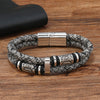 Leather Bracelet Business Geometric Style Handwoven Magnetic Buckle Men's