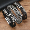 Leather Bracelet Business Geometric Style Handwoven Magnetic Buckle Men's