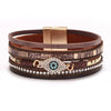 Leather Bracelet Diamondencrusted Devil's Eye Electroplated Metal