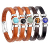Leather Bracelet Geometric Cartoon Style Electroplating Cowhide Turquoise Black Onyx Tiger Eye Metal Magnetic Buckle