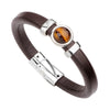 Leather Bracelet Geometric Cartoon Style Electroplating Cowhide Turquoise Black Onyx Tiger Eye Metal Magnetic Buckle