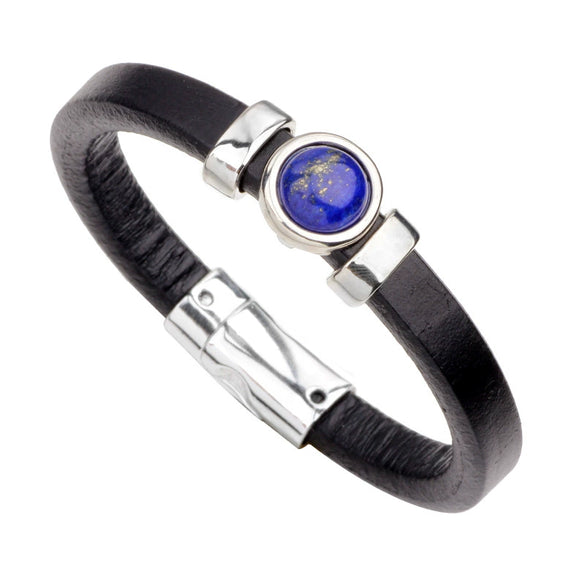 Leather Bracelet Geometric Cartoon Style Electroplating Cowhide Turquoise Black Onyx Tiger Eye Metal Magnetic Buckle