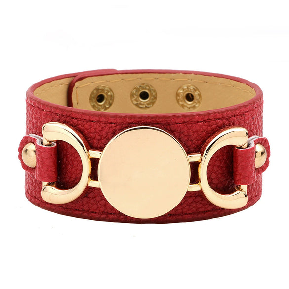 Leather Bracelet Metal Electroplated Fashion Geometric Ladies