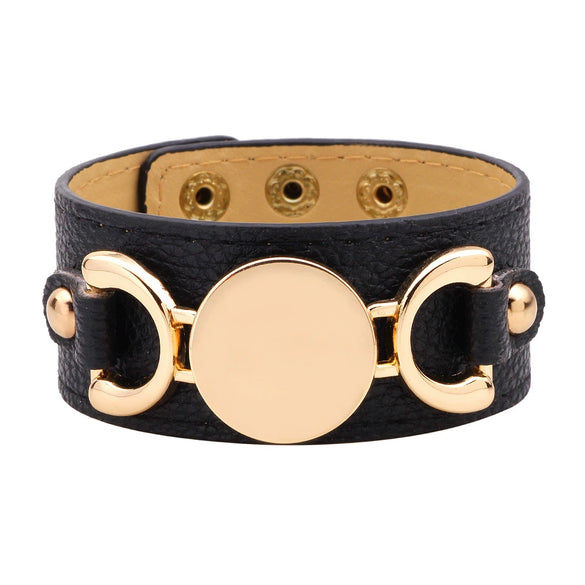 Leather Bracelet Metal Electroplated Fashion Geometric Ladies