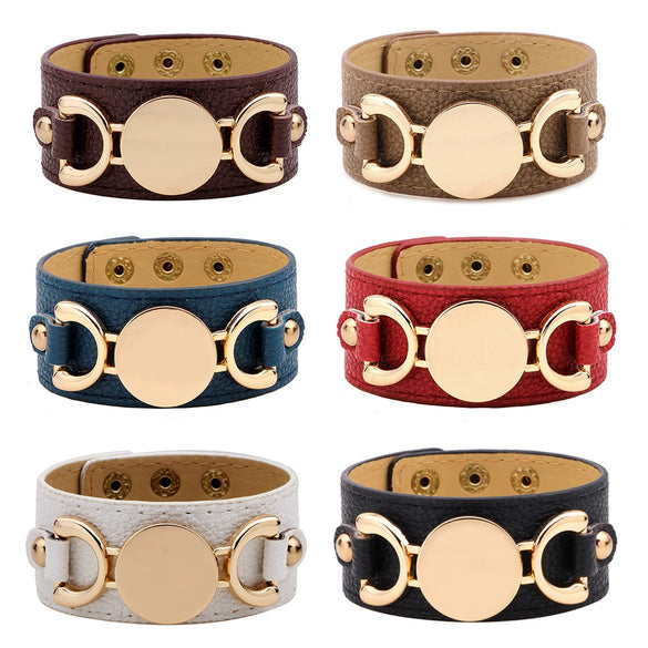Leather Bracelet Metal Electroplated Fashion Geometric Ladies