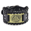 Leather Bracelet Retro Nordic Viking Totem Triangle Letter Weaving Fashion Style