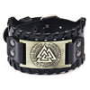 Leather Bracelet Retro Nordic Viking Totem Triangle Letter Weaving Fashion Style