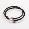Leather Bracelet Rhombus Pattern Woven Style Unisex And Men's