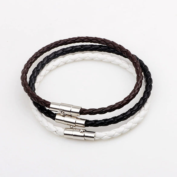 Leather Bracelet Rhombus Pattern Woven Style Unisex And Men's