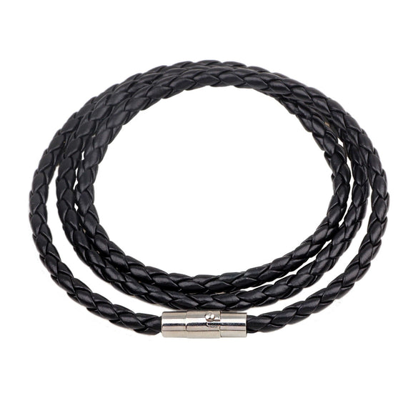 Leather Bracelet Rhombus Pattern Woven Style Unisex And Men's