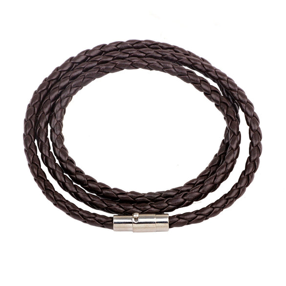 Leather Bracelet Rhombus Pattern Woven Style Unisex And Men's