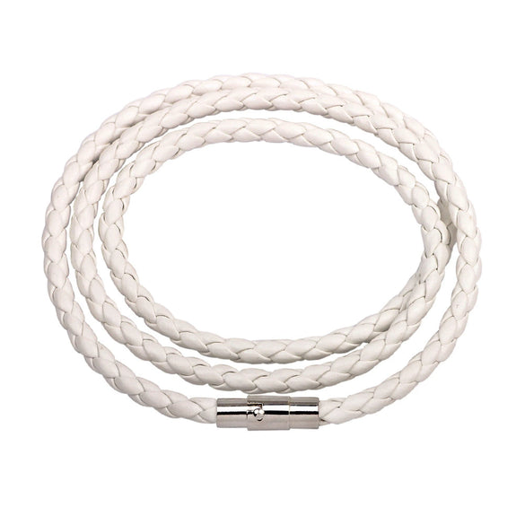 Leather Bracelet Rhombus Pattern Woven Style Unisex And Men's