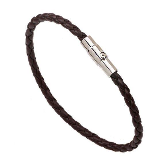 Leather Bracelet Rhombus Pattern Woven Style Unisex And Men's