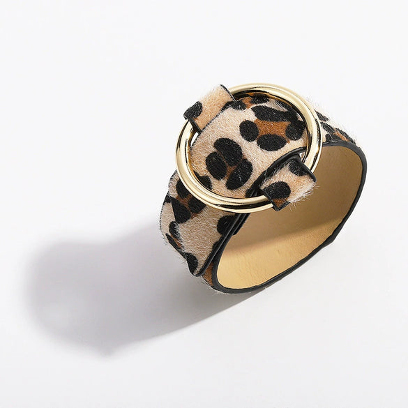 Leather Bracelet Snakeskin Leopard Fleece Imitation Leather Round Pattern For Women Fashion Style