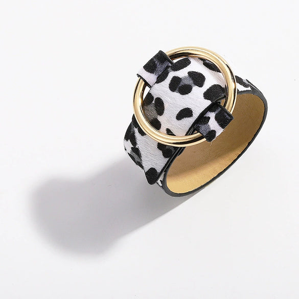 Leather Bracelet Snakeskin Leopard Fleece Imitation Leather Round Pattern For Women Fashion Style