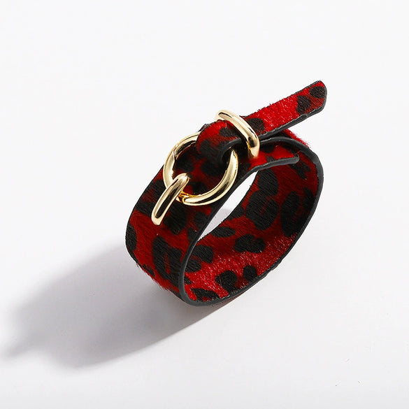 Leather Bracelet Snakeskin Leopard Fleece Imitation Leather Round Pattern For Women Fashion Style
