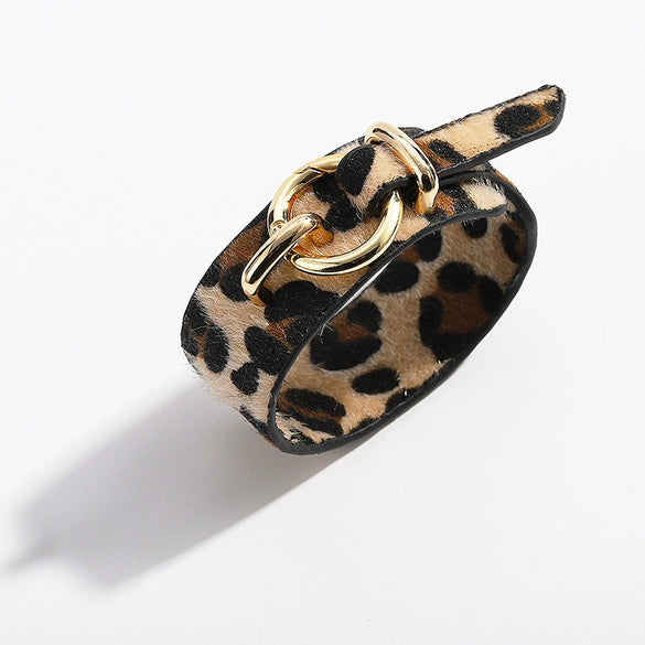 Leather Bracelet Snakeskin Leopard Fleece Imitation Leather Round Pattern For Women Fashion Style