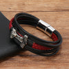 Leather Bracelet Stainless Steel Genuine Leather Woven Handmade Punk Geometric Men's Jewelry