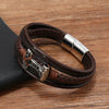 Leather Bracelet Stainless Steel Genuine Leather Woven Handmade Punk Geometric Men's Jewelry