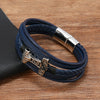 Leather Bracelet Stainless Steel Genuine Leather Woven Handmade Punk Geometric Men's Jewelry