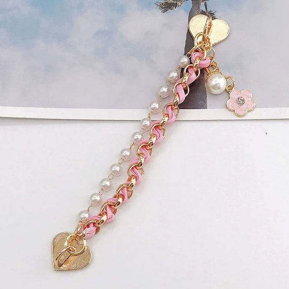 Leather Bracelet With Iron Chain Love Buckle Handwoven Jewelry Accessories