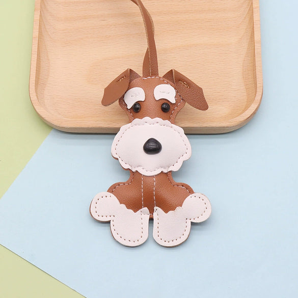 Leather Cartoon Animal Shape Keychain Pendant Decorative Gift
