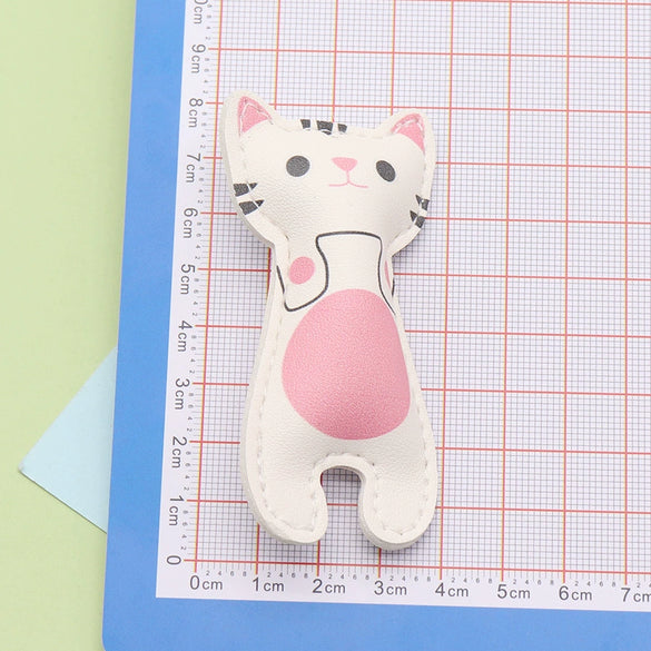 Leather Cartoon Kawaii Kitten Heart Keychain Bag Pendant