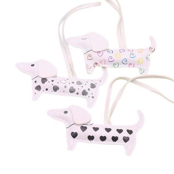 Leather Cartoon Spotted Dachshund Pendant Keychain Phone Chain Bag Pendant