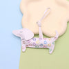 Leather Cartoon Spotted Dachshund Pendant Keychain Phone Chain Bag Pendant