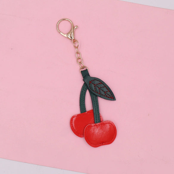 Leather Cherry Keychain Creative Cute Mobile Phone Headset Pendant Small Gift