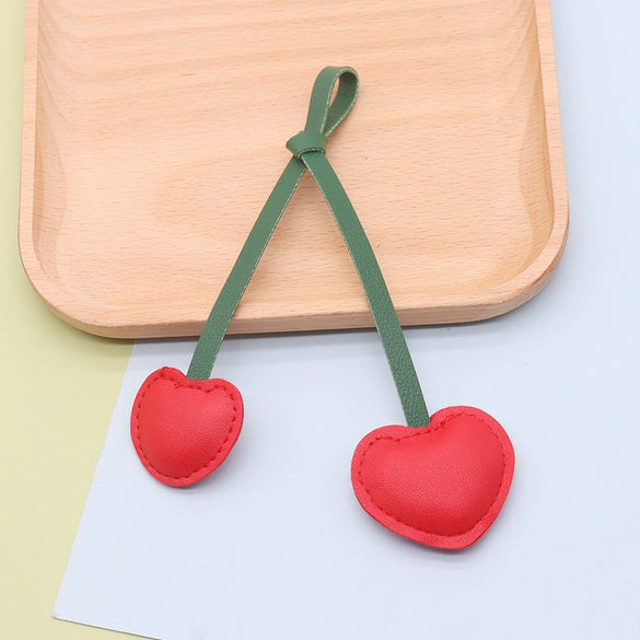 Leather Cherry Keychain Pendant Bag Pendant Simple Pastoral Style