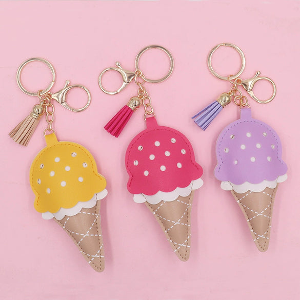 Leather Cotton Ice Cream Keychain