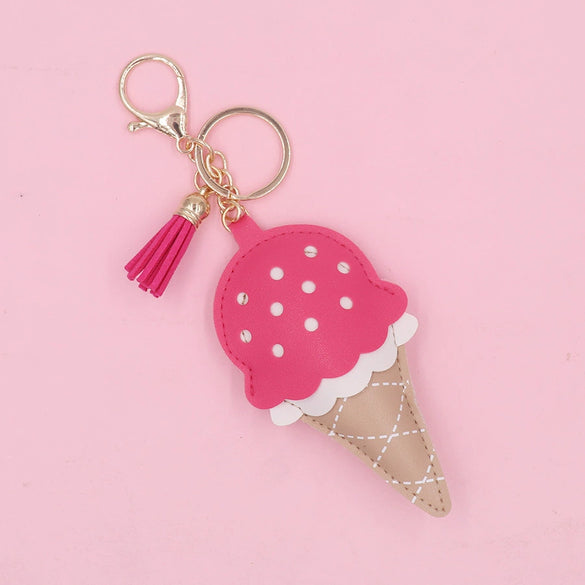 Leather Cotton Ice Cream Keychain