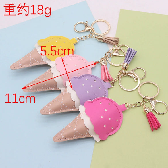 Leather Cotton Ice Cream Keychain