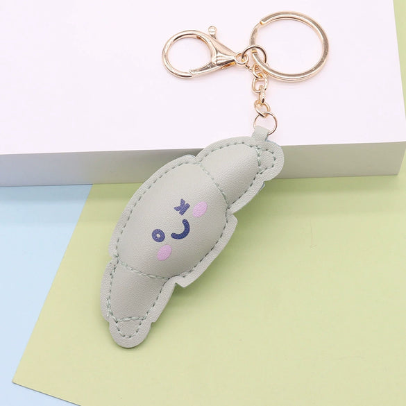 Leather Croissant Food Style Jewelry Keychain