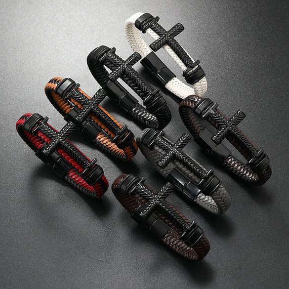 Leather Cross Bracelet Personality Creative Highend