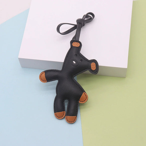 Leather Cute Cartoon Teddy Bear Pendant Keychain Bag Pendant